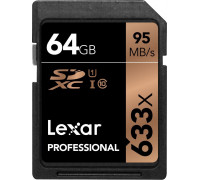 Lexar Pro SDXC 64 GB Class 10 UHS-I / U3 V30 Card (LSD64GCB1NL633)