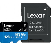 Lexar 633x MicroSDHC 128 GB Class 10 U3 A1 V30 card (LSDMI128BB633A)