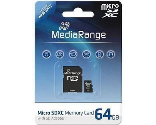 MediaRange MR955 MicroSDXC 64 GB Class 10 UHS-I Card (MR955)