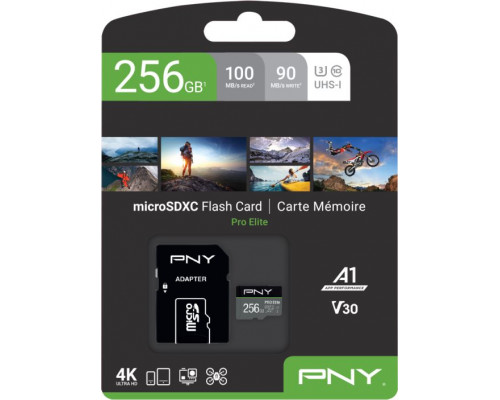 PNY Technologies Pro Elite MicroSDXC 256 GB Class 10 UHS-I / U3 A1 V30 Card (P-SDU256V31100PRO-GE)