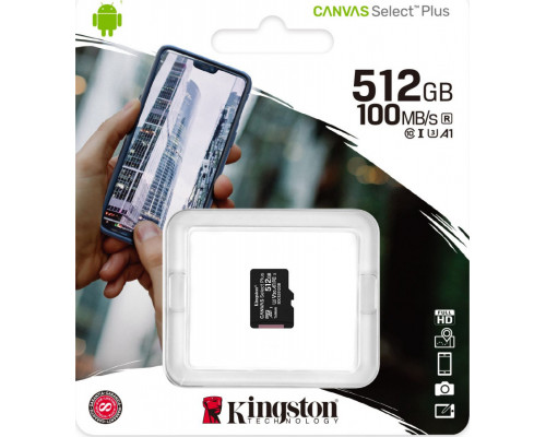 Kingston Canvas Select Plus MicroSD 512 GB Class 10 UHS-I / U3 A1 V30 (SDCS2 / 512GBSP) card