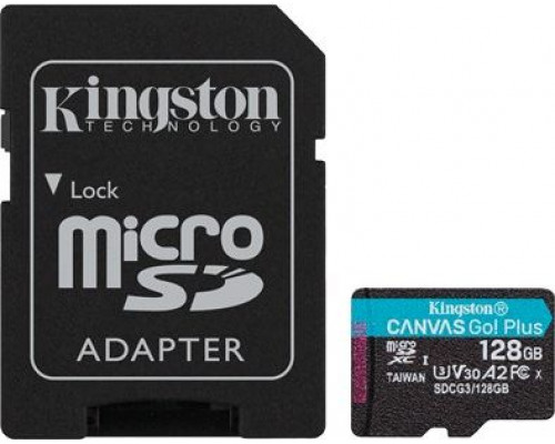 Kingston Canvas Go Plus MicroSDXC 128 GB Class 10 UHS-I / U3 A2 V30 (SDCG3 / 128GB) card