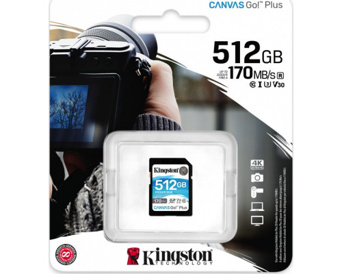 Kingston Canvas Go! Plus SDXC 512 GB Class 10 UHS-I / U3 V30 (SDG3 / 512GB)
