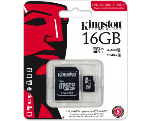 Kingston Industrial MicroSDHC 16 GB Class 10 UHS-I / U1 (SDCIT / 16GB) card