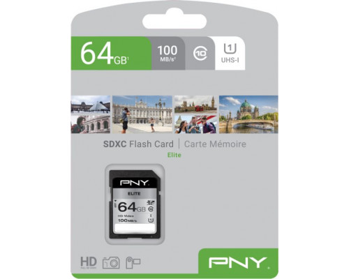 PNY Technologies Elite MicroSDXC 64 GB Class 10 UHS-I / U1 Card (P-SDUX64U185GW-GE)