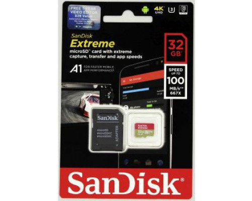 SanDisk Extreme MicroSDHC 32GB Class 10 UHS-I / U3 A1 V30 Card (001734200000)