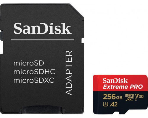 SanDisk Extreme Pro MicroSDXC 256 GB Class 10 UHS-I / U3 A2 V30 Card (SDSQXCZ-256G-GN6MA)