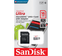 SanDisk Ultra MicroSDHC 16 GB UHS-I / U1 Card (SDSQUNS-016G-GN3MA)