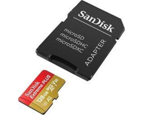 SanDisk Extreme Plus MicroSDXC Card 128 GB Class 10 UHS-I / U1 A2 V30 (SDSQXBZ-128G-GN6MA)