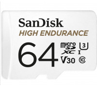 SanDisk High Endurance MicroSDXC 64GB Class 10 UHS-I / U3 A1 V30 Card (SDSQQNR-064G-GN6IA)