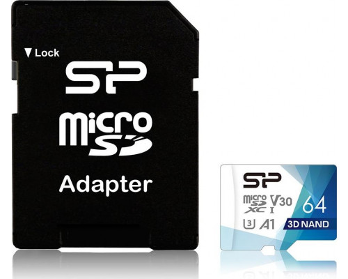 Silicon Power Superior Pro MicroSDXC 64 GB Class 10 UHS-III / U3 A1 V30 card (SP064GBSTXDU3V20AB)