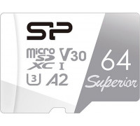 Silicon Power Superior MicroSDXC 64 GB Class 10 UHS-I / U3 A2 V30 card (SP064GBSTXDA2V20SP)