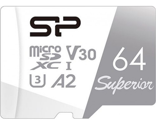 Silicon Power Superior MicroSDXC 64 GB Class 10 UHS-I / U3 A2 V30 card (SP064GBSTXDA2V20SP)