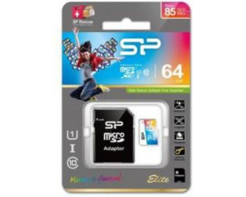 Silicon Power Elite MicroSDXC 64 GB Class 10 UHS-I Card (SP064GBSTXBU1V20SP)