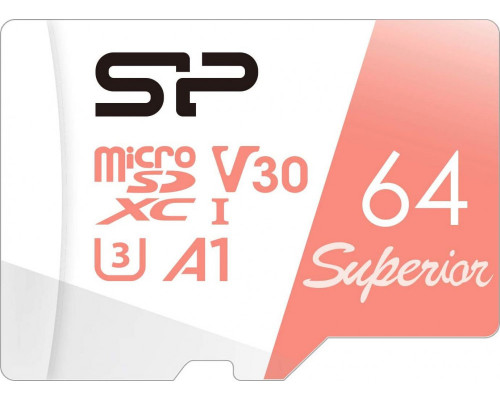 Silicon Power Superior MicroSDXC 64 GB Class 10 UHS-I / U3 A1 V30 card (SP064GBSTXDV3V20SP)