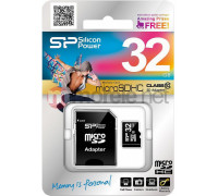 Silicon Power MicroSDHC 32 GB Class 10 Card (SP032GBSTH010V10SP)