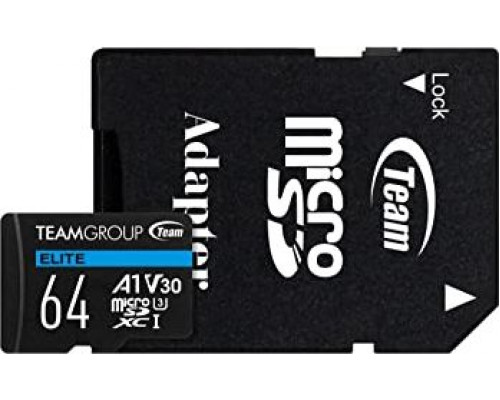 Team Group Elite MicroSD 64GB Class 10 UHS-I / U3 V30 Card (TEAUSDX64GIV30A103)