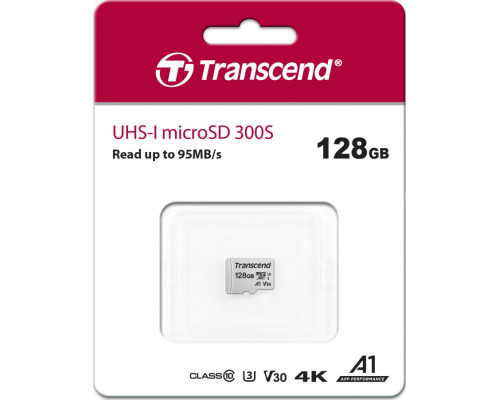 Transcend 300S MicroSDXC 128GB Class 10 UHS-I / U3 A1 V30 Card (TS128GUSD300S)