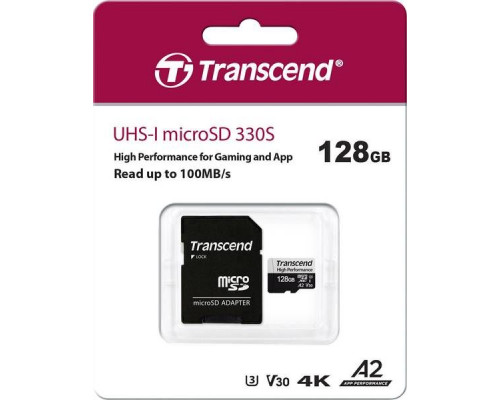 Transcend 330S MicroSDXC 128GB Class 10 UHS-I / U3 A2 V30 Card (TS128GUSD330S)