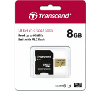 Transcend 500S MicroSDHC 8 GB Class 10 UHS-I / U1 V30 Card (TS8GUSD500S)