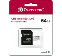 Transcend 300S MicroSDXC 64GB Class 10 UHS-I / U1 V30 Card (TS64GUSD300S-A)