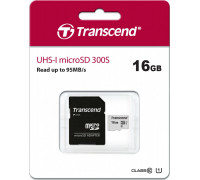 Transcend 300S MicroSDHC 16GB Class 10 UHS-I / U3 V30 Card (TS16GUSD300S-A)