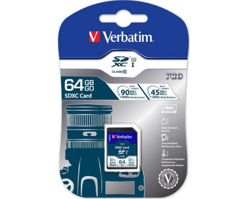 Verbatim Pro MicroSDHC 64 GB Class 10 UHS-I / U3 Card (47022)