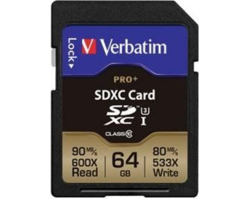 Verbatim Pro + SDXC 64 GB Class 10 UHS-I / U1 Card (49197)
