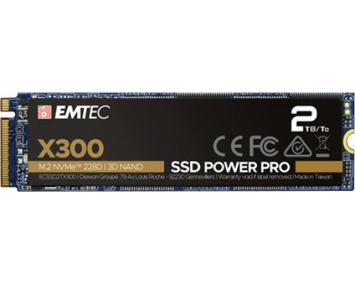 SSD 2TB SSD Emtec X300 Power Pro 2TB M.2 2280 PCI-E x4 Gen3 NVMe (ECSSD2TX300)