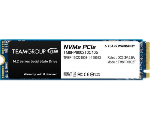 Team Group MP33 2 TB M.2 2280 PCI-E x4 Gen3 NVMe SSD (TM8FP6002T0C101)