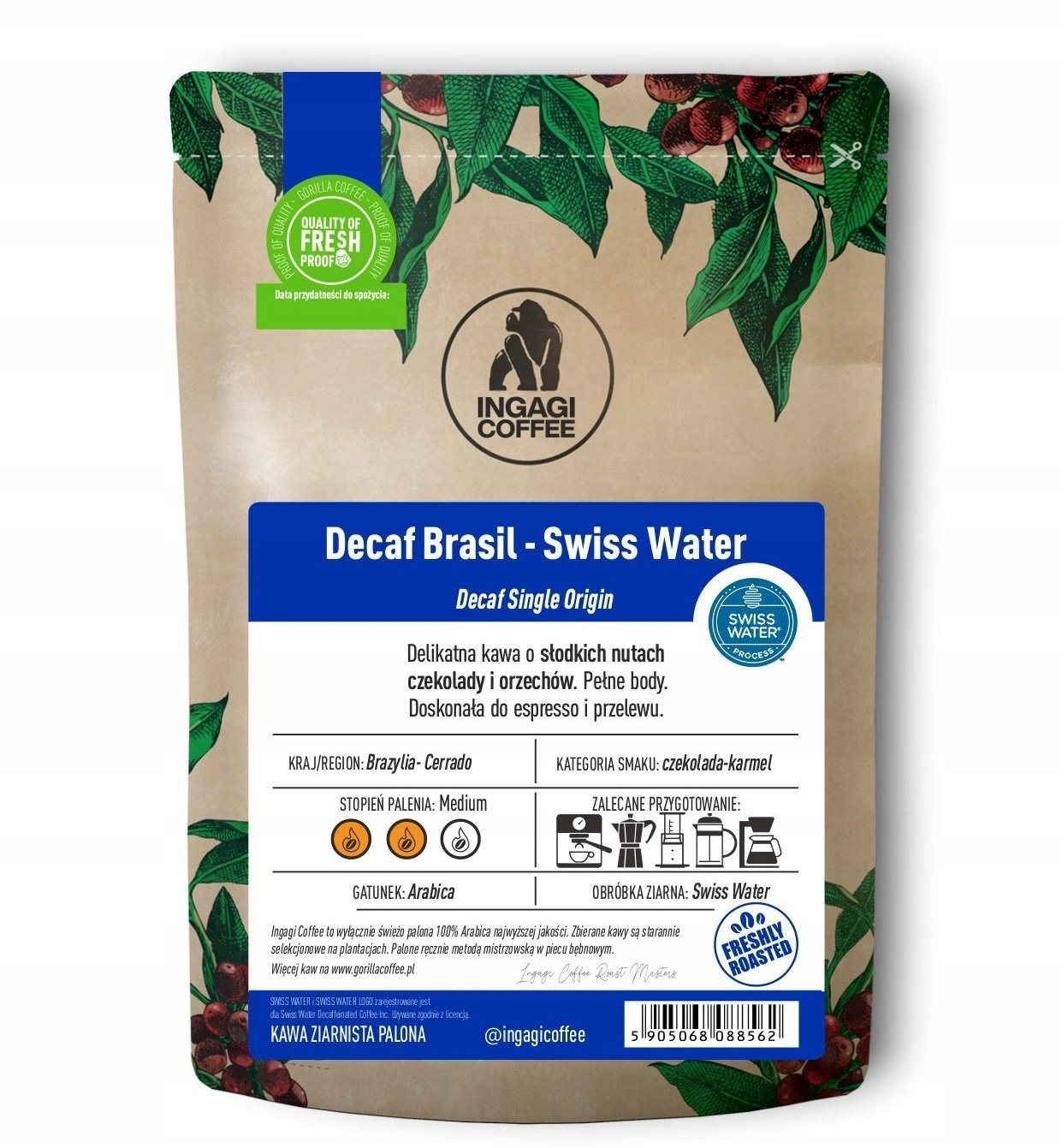 Ingagi Coffee Decaf Brasil Swiss Water